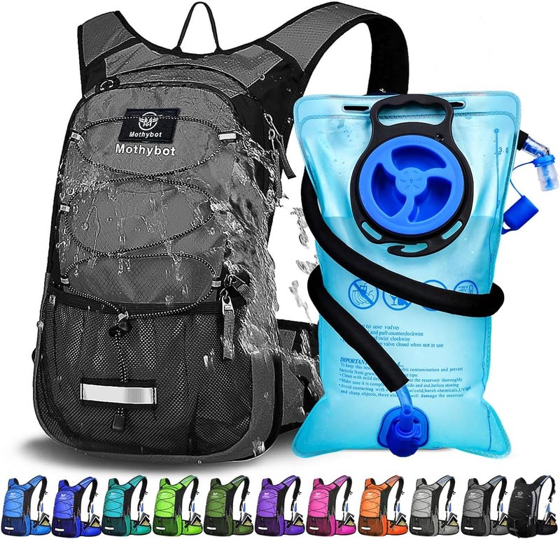 Mothybot Insulated Hydration Backpack Pack with 3L BPA Free Leak Proof Water Bladder, Large Storage Lightweight Hiking Daypack with Waist Pouches & Cooler Layer, for Running, Biking, Camping, Festival - Image 1